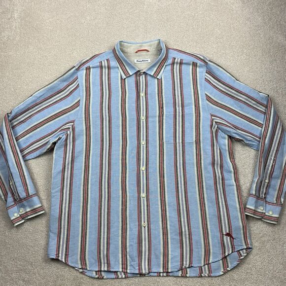 Tommy Bahama Cabana Stripe Linen Shirt Button Long Sleeve Shirt Men's Size XL - Picture 2 of 15